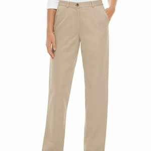L.L. Bean Wrinkle-Free Bayside Khaki Elastic Comfort Waist High Rise Trousers